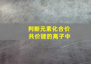 判断元素化合价 共价键的离子中